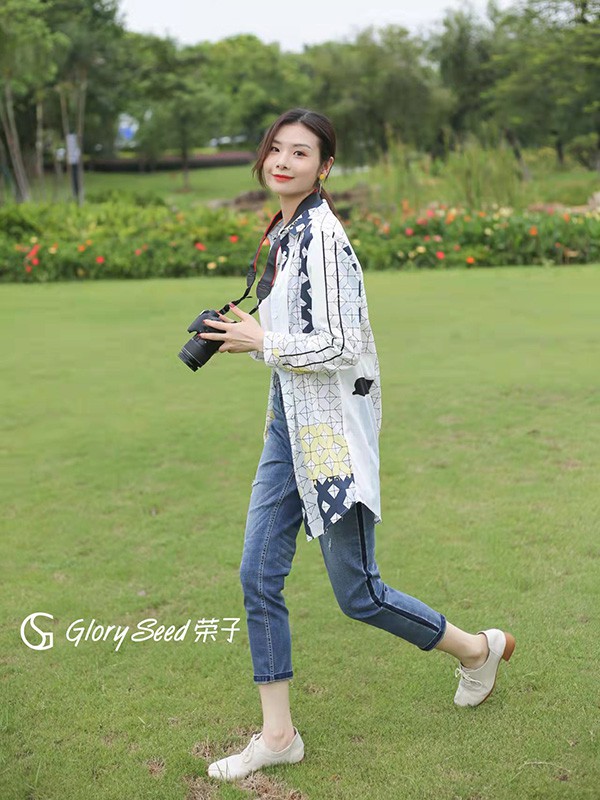 荣子女装2022春夏季藏蓝色纯色九分裤