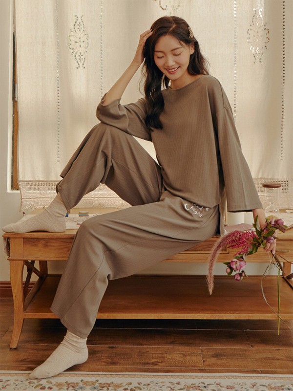 三枪内衣2021秋冬季棕色家居服