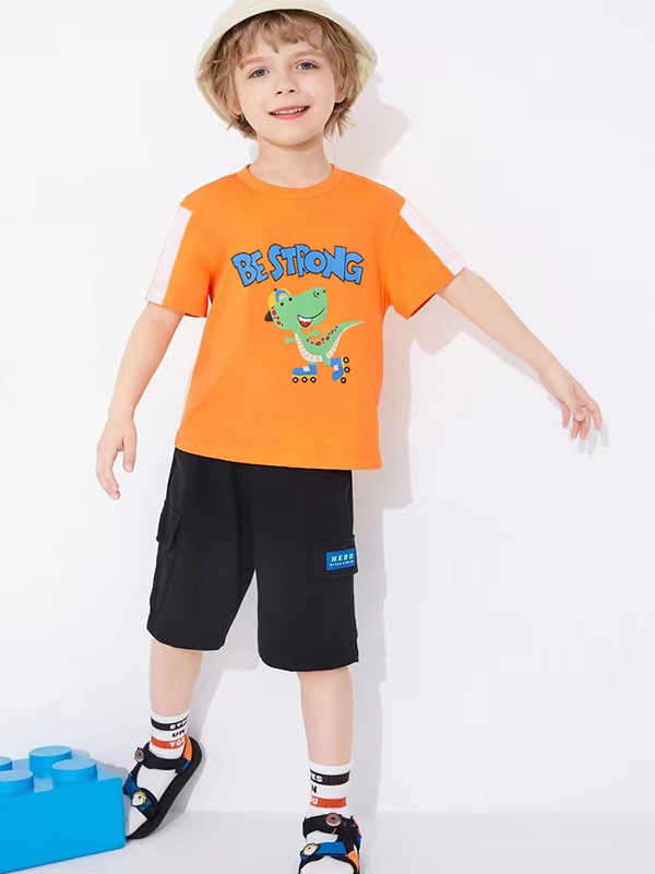 1232022春夏季橙色印花T恤