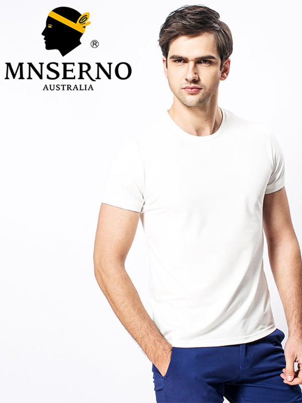 曼西尔奴男装2022春夏季白色纯色T恤