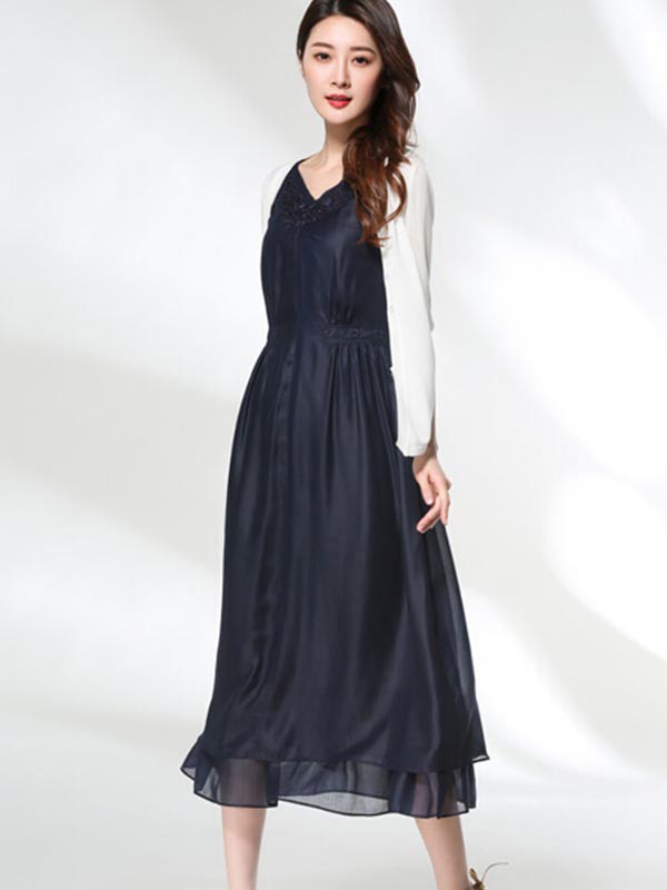 适时雅集女装2022春夏季黑色吊带裙