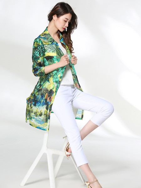 适时雅集女装2022春夏季绿色防晒衫