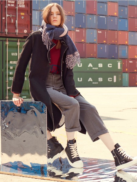 T&W女装2021秋冬季灰色长裤