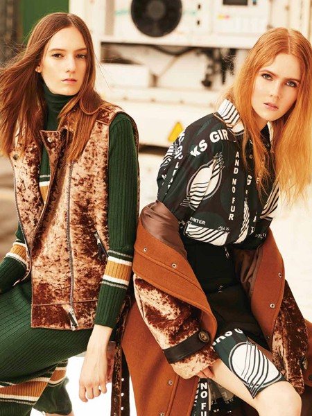 T&W女装2021秋冬季黑色印花衬衫