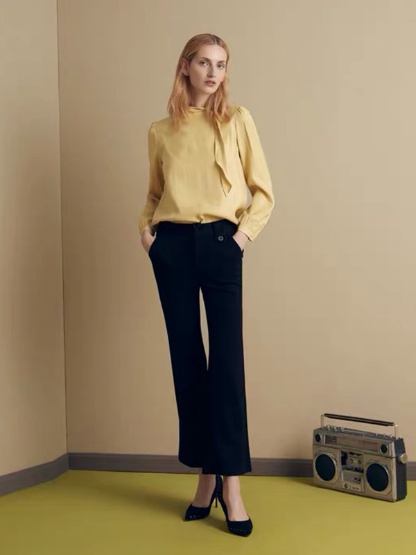 星期天女装2022春夏季黑色喇叭裤