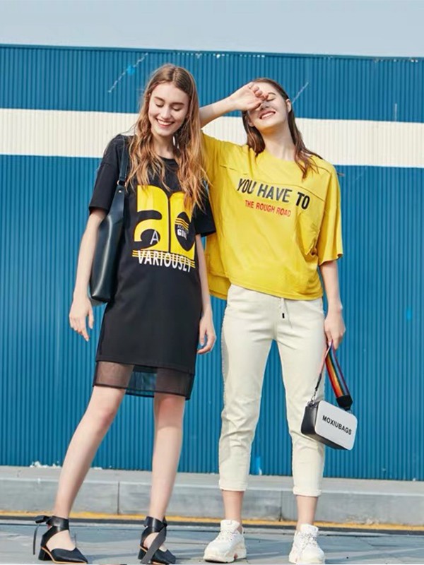 星期天女装2022春夏季黄色T恤