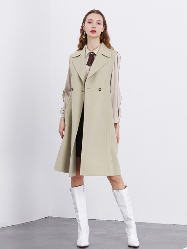 拍普儿2022春夏季米色纯色风衣