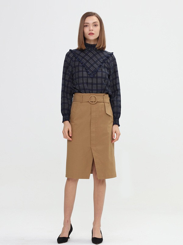 拍普儿2022春夏季藏蓝色格子衬衫