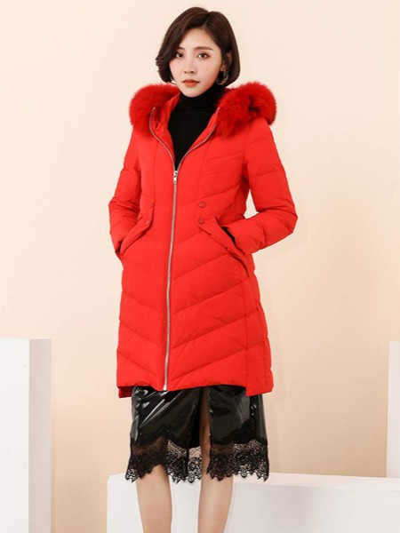 熙兰雅2021秋冬季红色羽绒服
