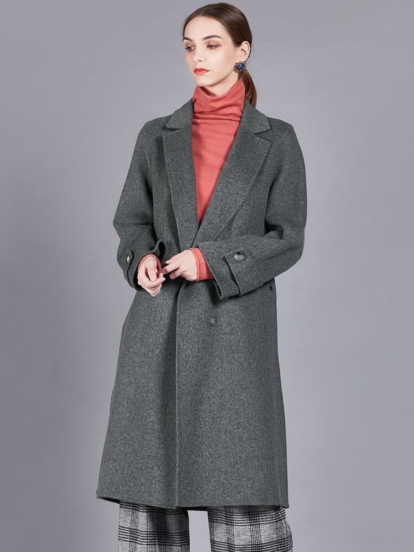舒朗女装2021秋冬季灰色大衣