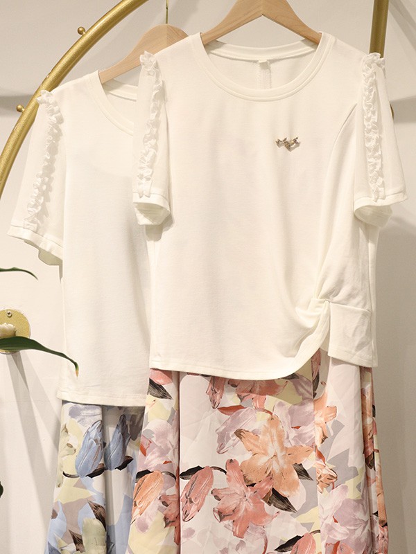 枫雅嫚女装2022春夏季白色T恤