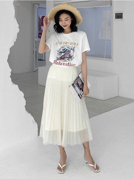 速品女装2022春夏季白色印花T恤