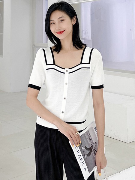 速品女装2022春夏季白色针织衫