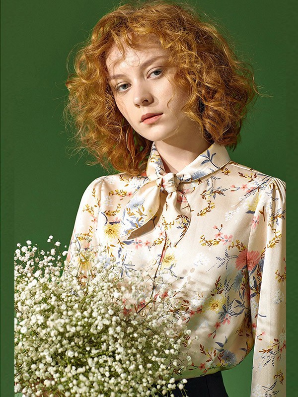 纷漫2022春夏季白色印花衬衫