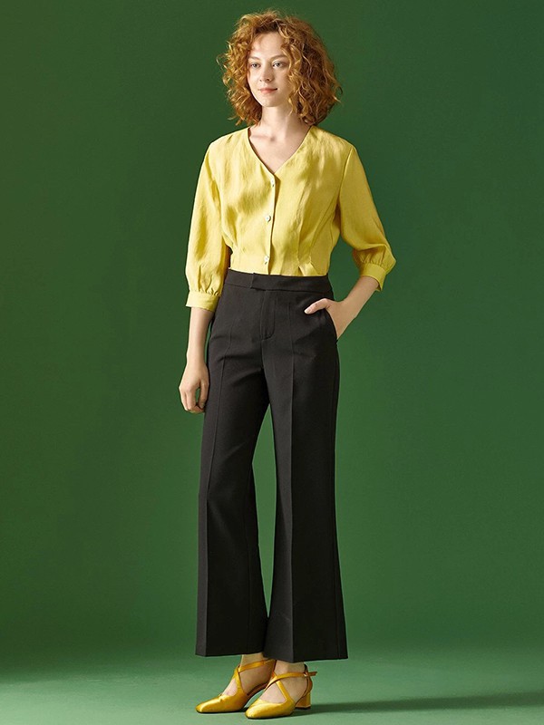 纷漫2022春夏季黑色阔腿裤