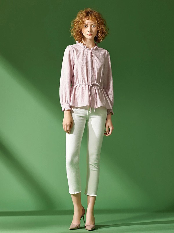 纷漫2022春夏季粉色雪纺衫