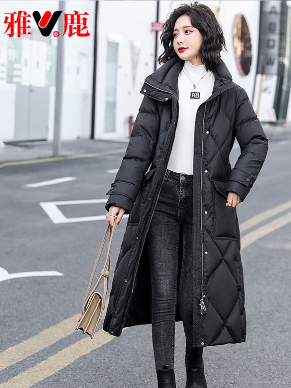 雅鹿女装2021秋冬季黑色棉服