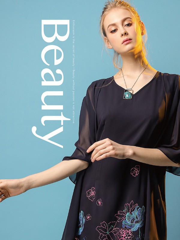 三布居女装2022春夏季黑色连衣裙