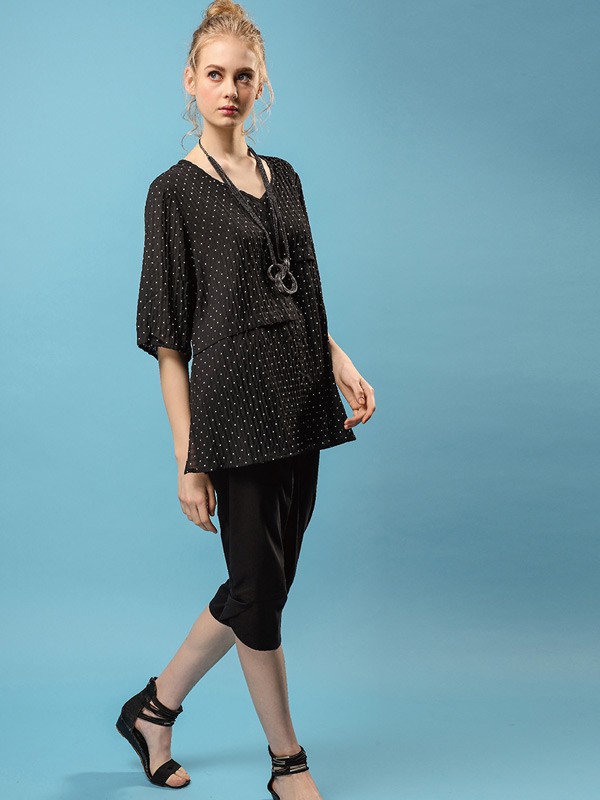 三布居女装2022春夏季黑色七分裤