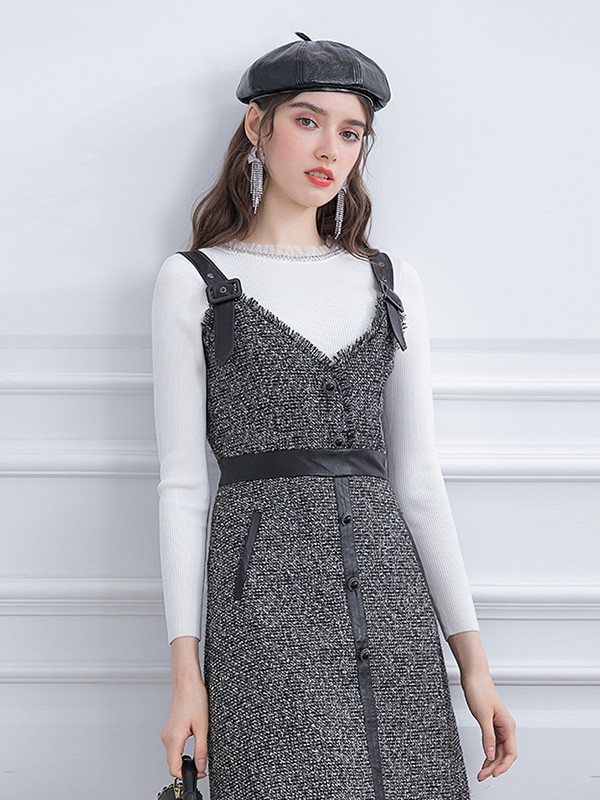 珈姿莱尔2021秋冬季白色针织衫