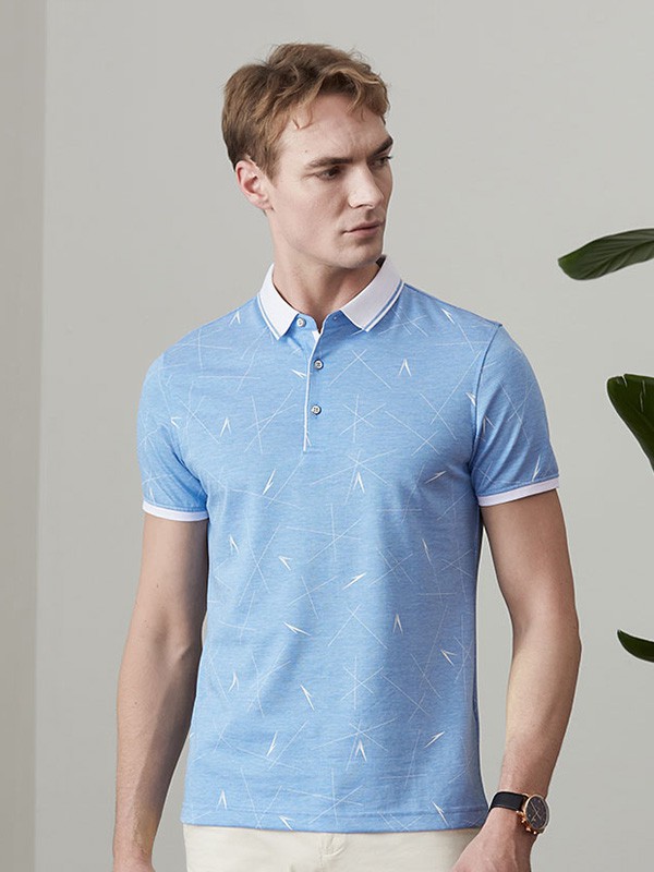 名鼠男装2022春夏季蓝色polo衫
