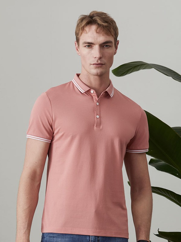 名鼠男装2022春夏季粉色polo衫