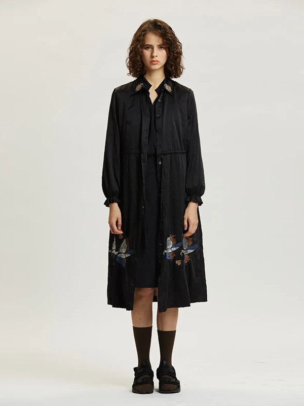 德诗2021秋冬季黑色连衣裙