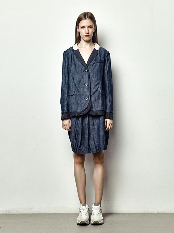 德诗女装2021秋冬季藏蓝色半身裙