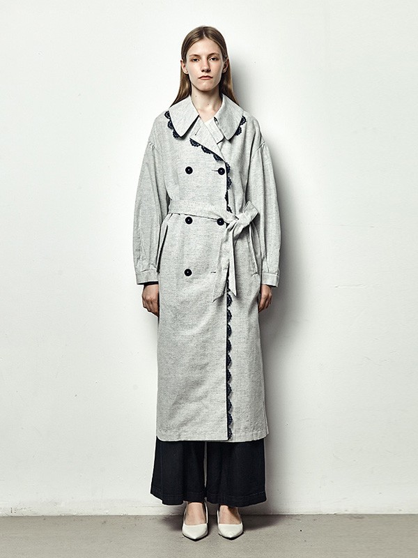 德诗女装2021秋冬季米色风衣