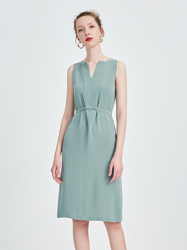 J.COCO女装2022春夏季绿色连衣裙