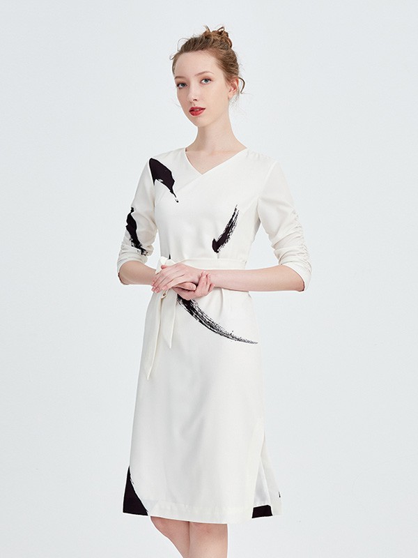 J.COCO女装2022春夏季白色连衣裙