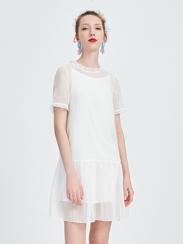 J.COCO女装2022春夏季白色连衣裙