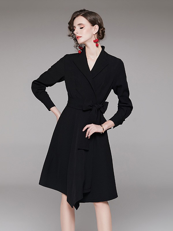 D.T.Z女装2022春夏季黑色连衣裙