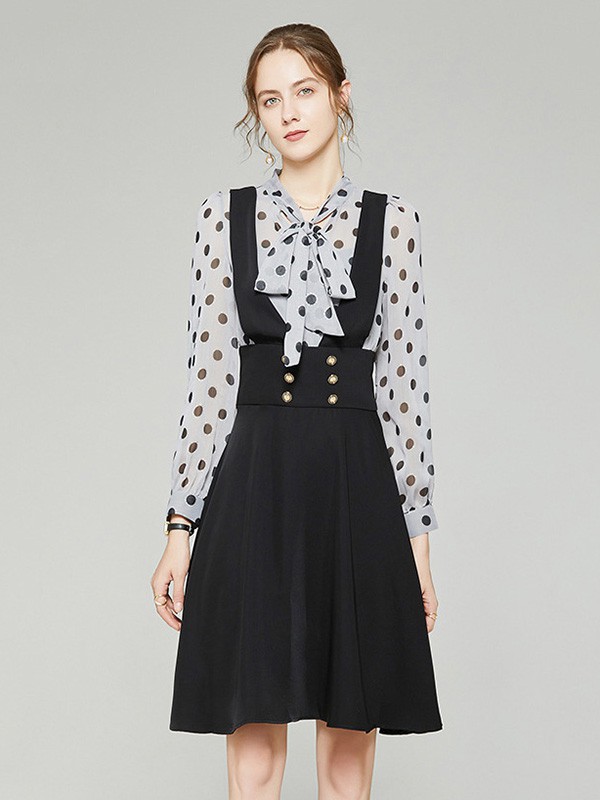 D.T.Z女装2022春夏季黑色背带裙