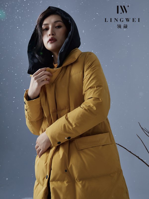 领葳女装2021秋冬季黄色羽绒服