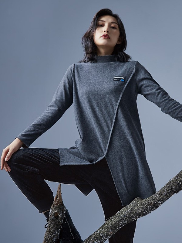 领葳女装2021秋冬季灰色针织裙