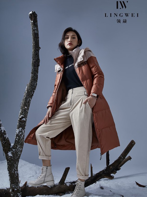 领葳女装2021秋冬季棕色棉服