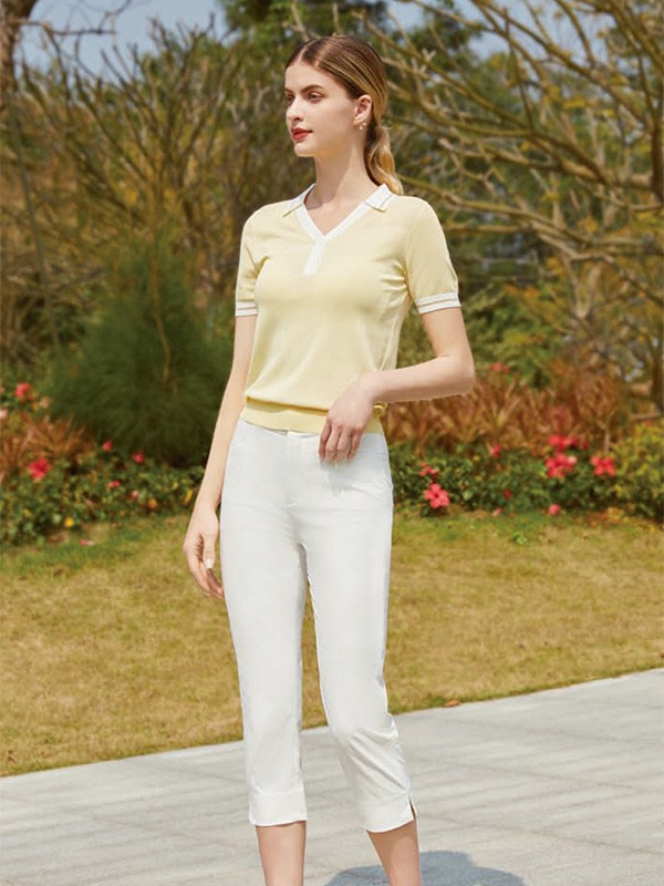 茗女装2022春夏季黄色polo衫