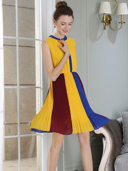 娜璐多2022春夏季黄色连衣裙