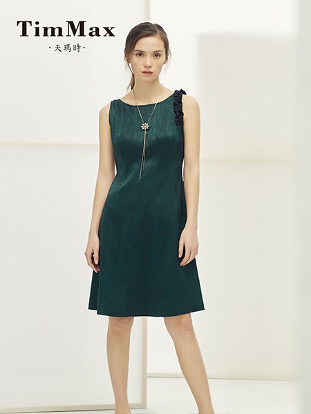 TIMMAX女装2022春夏季绿色连衣裙