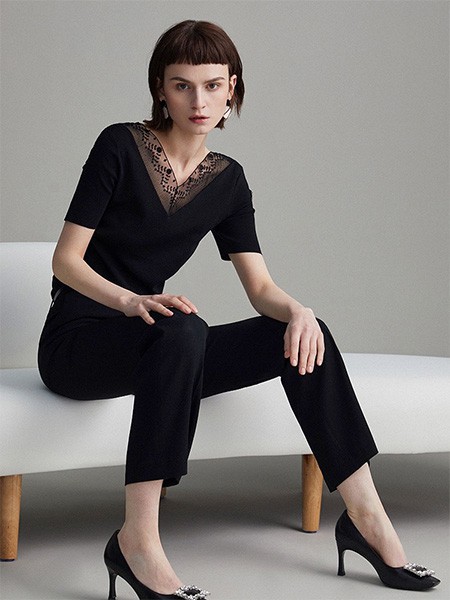 TIMMAX女装2022春夏季黑色长裤