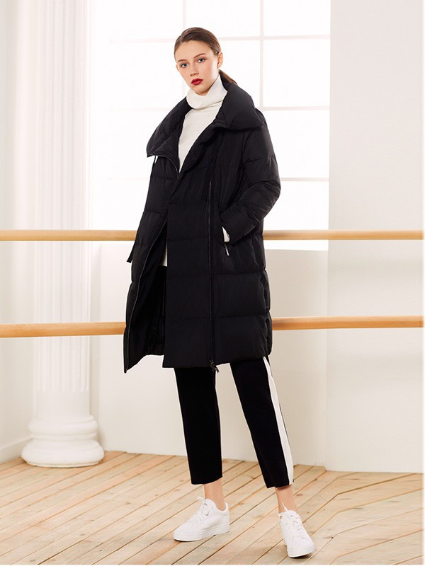 姿子女装2021秋冬季黑色大衣