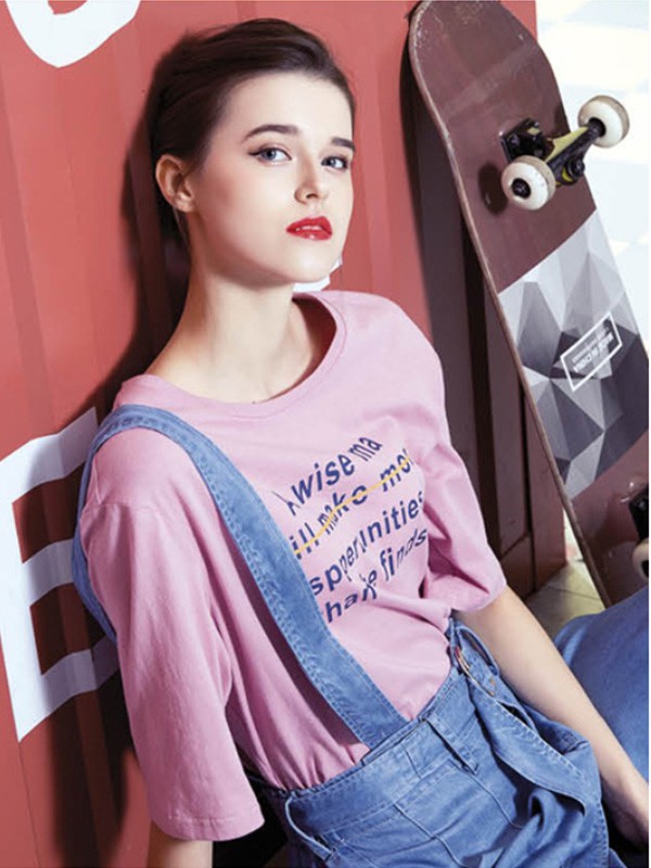 速购2022春夏季粉色T恤