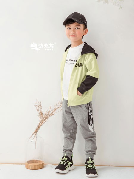 波波龙童装2021秋冬季灰色长裤