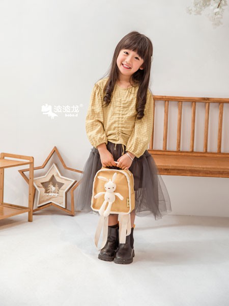 波波龙童装2021春夏季黄色T恤