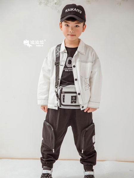 波波龙童装2021秋冬季黑色工装裤