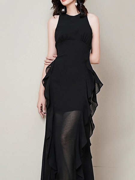 碧婷女装2022春夏季黑色连衣裙