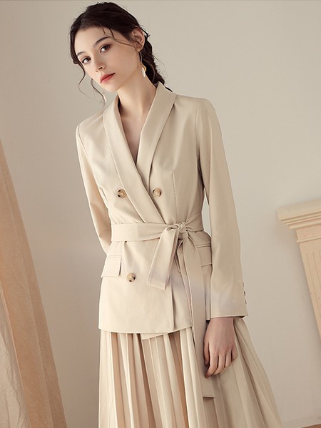 碧婷女装2022春夏季米色长裙