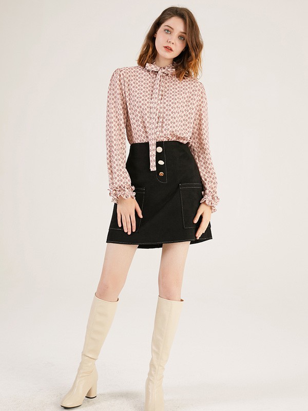 洛米唯娅女装2021秋冬季黑色包臀裙