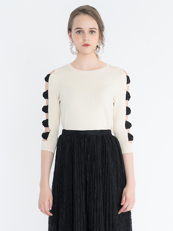 黄油面包女装2022春夏季白色针织衫